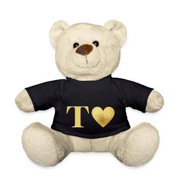 Lettre t cœur doré - Nounours - noir - Devant