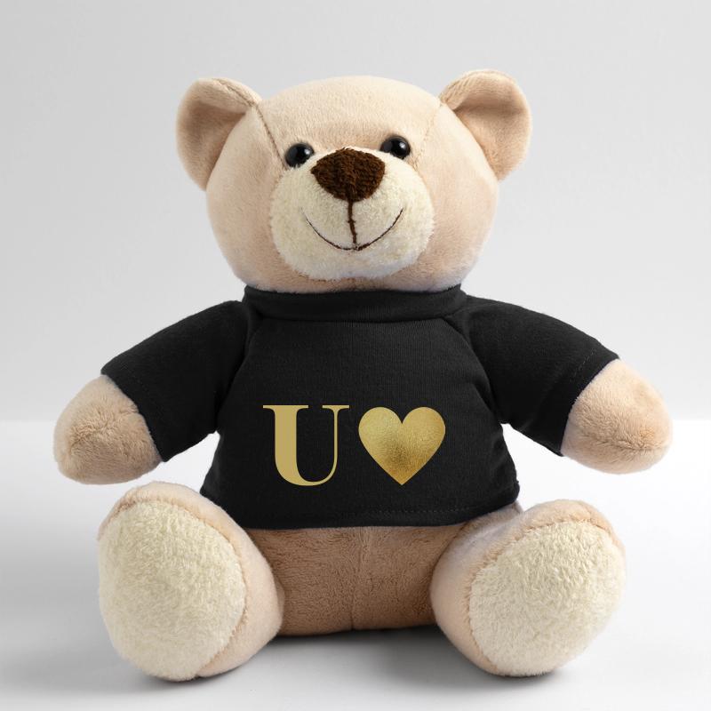 Buchstabe u goldenes Herz Teddy
