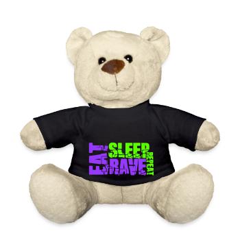 Manger dormir rave répéter nourriture sommeil corbeau disant - Nounours - noir - Devant