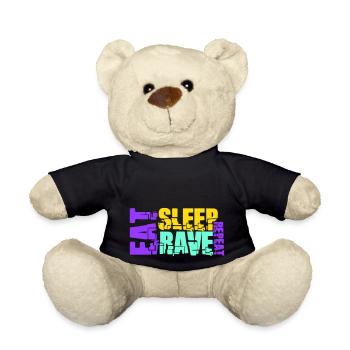 Eat Sleep Rave Repeat Logo Party Music Repeat - Teddy Bear - black - Front