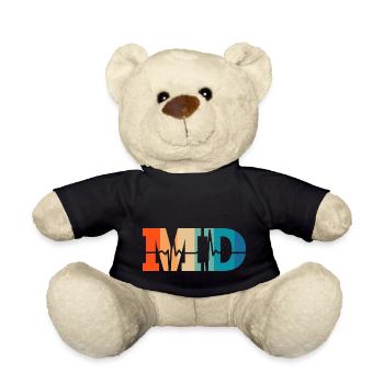 Retro heartbeat medical doctor - Teddy Bear - black - Front