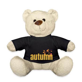 Leaf Autumn Tree Orange Fall Leaves Season - Teddy Bear - black - Front