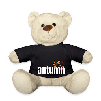 Leaf Autumn Tree Orange Fall Leaves Season - Teddy Bear - black - Front