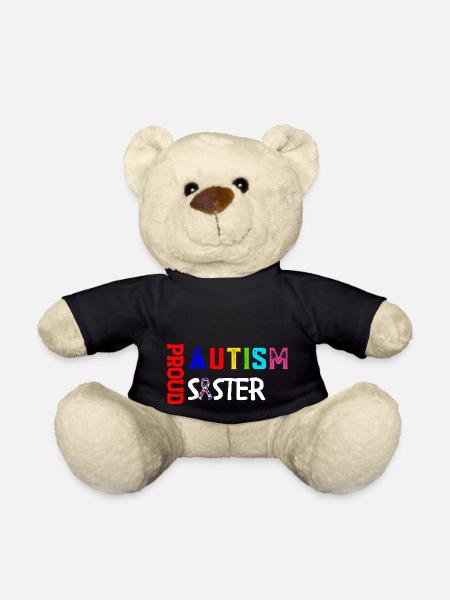Autism Pround Sister T-Shirt - Teddy Bear - black