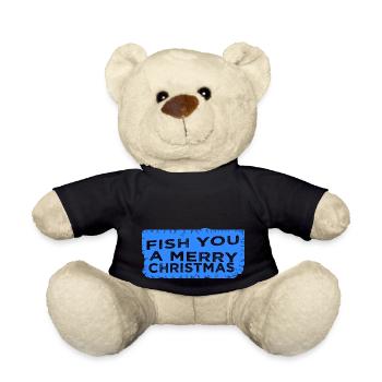beach holiday comic bass fishing funny axie rod - Teddy Bear - black - Front