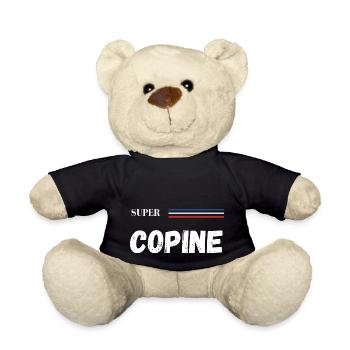 super copine - t-shirt assorti - Nounours - noir - Devant