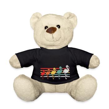 Retro Flamingo Bird T Shirt - Teddy Bear - black - Front