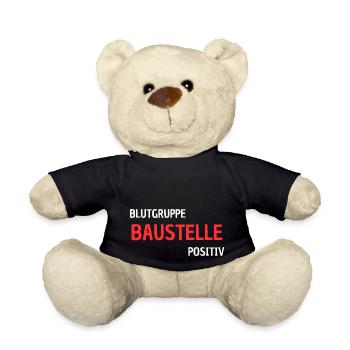 Blutgruppe Baustelle Positiv - Bauarbeiterwitzig - Teddy - Schwarz - Vorne