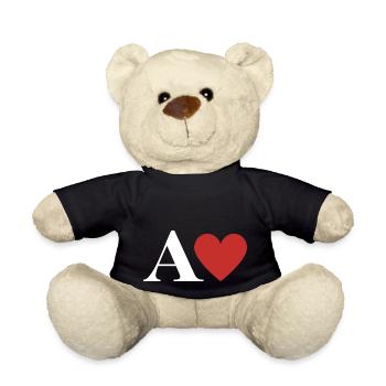 Red Heart Letter - Teddy Bear - black - Front