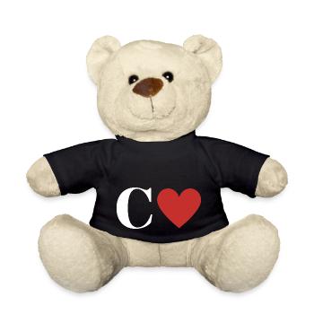 Letter c red heart - Teddy Bear - black - Front