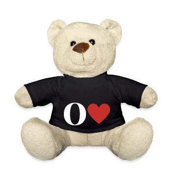 Letter o red heart - Teddy Bear - black - Front