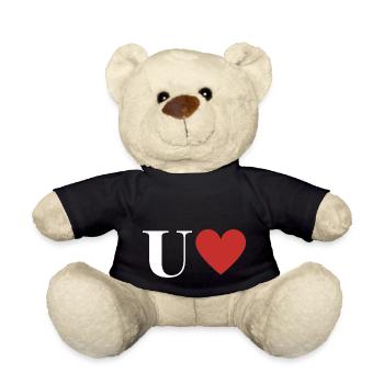 Letter u red heart - Teddy Bear - black - Front
