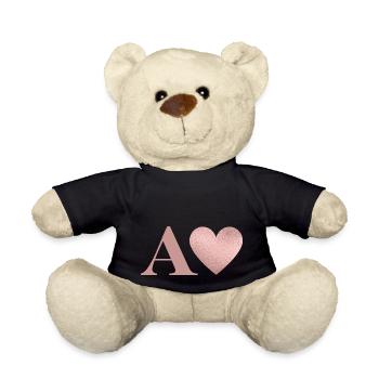 Rose Gold Heart Letter - Teddy Bear - black - Front