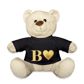 Buchstabe b Goldenes Herz - Teddy - Schwarz - Vorne