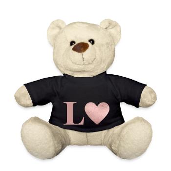 Letter l heart rose gold - Teddy Bear - black - Front