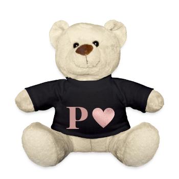Letter p heart rose gold - Teddy Bear - black - Front