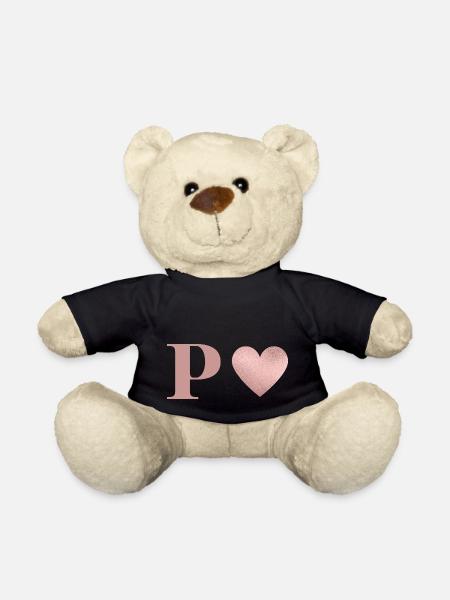 Lettre p cœur rose gold - Nounours - noir