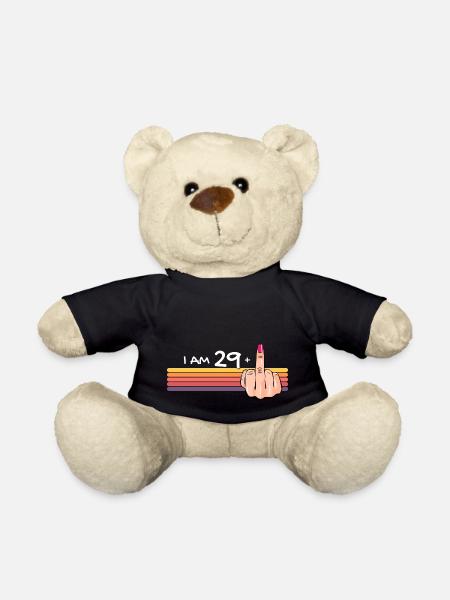 Ich bin 29 + 1 Mittelfinger-Shirt Ich bin 29 plus, - Teddy - Schwarz