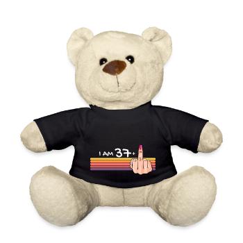 Ich bin 37 + 1 Mittelfinger-Shirt Ich bin 37 plus, - Teddy - Schwarz - Vorne