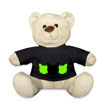 3 Cats Silhouettes Three Friends Team Heads Crew - Teddy Bear - black - Front