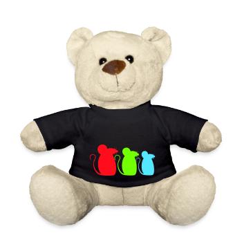 3 Mäuse Team Drei Freunde Party Crew Silhouette - Teddy - Schwarz - Vorne