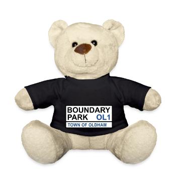 Oldham Boundary Park Iconic Street Sign - Teddy Bear - black - Front