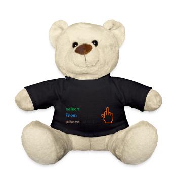 Lustige SQL-Abfrage: 8-Bit-Mittelfinger für Geeks - Teddy - Schwarz - Vorne