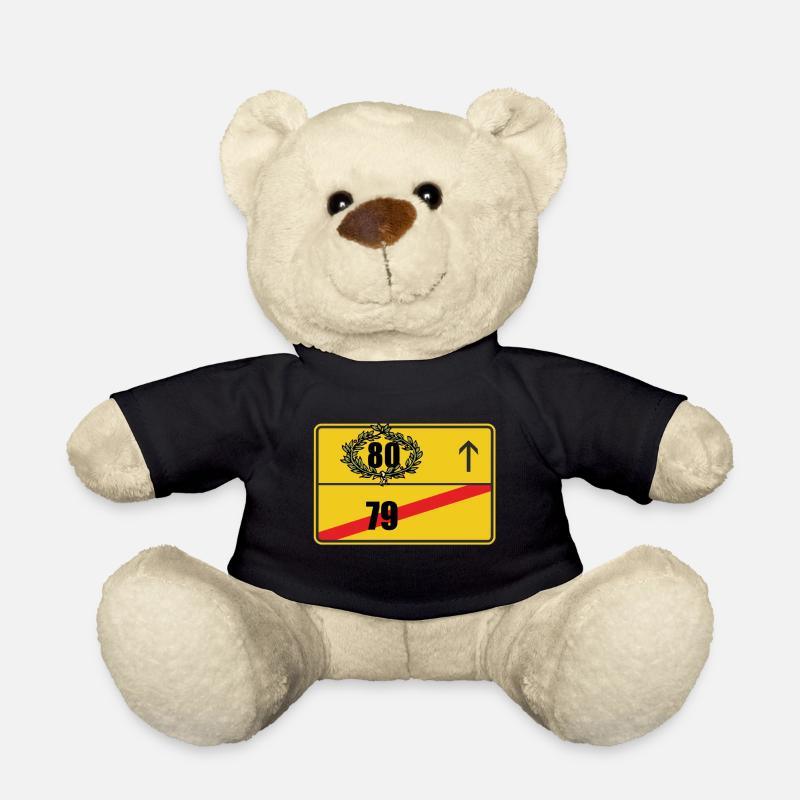 Ortsschild 80. Geburtstag Geschenk - Teddy - Schwarz