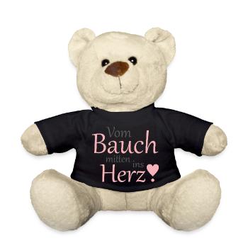 Baby Kind Spruch Kinder Bauch Herz Geschenkidee - Teddy - Schwarz - Vorne