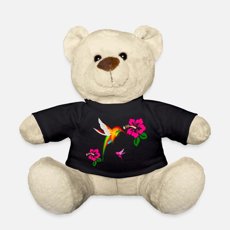Bunter Kolibri im Hibiskusduett - Teddy - Schwarz