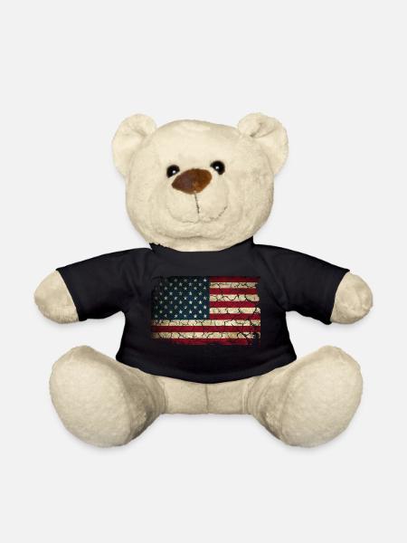 USA Flagge Used Look Amerika US Stars & Stripes - Teddy - Schwarz