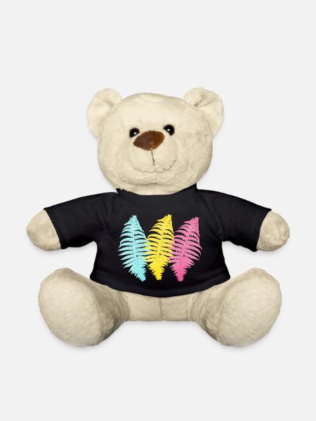 Pastel Palm Trio Print - Teddy Bear - black