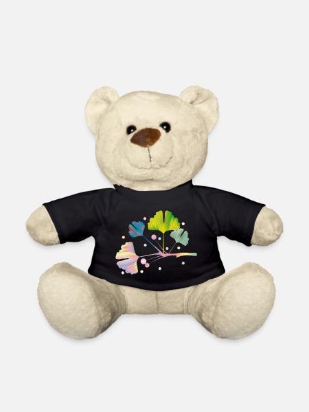 branche d'arbre ginkgo coloré avec des feuilles aux couleurs de l'arc-en-ciel - Nounours - noir