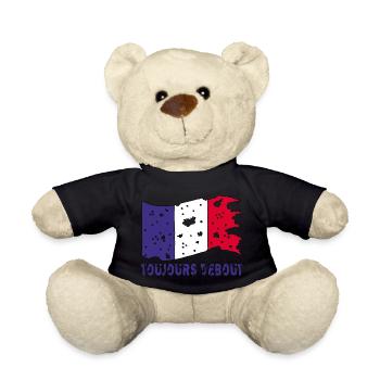 Drapeau français déchiré mais toujours debout ! - Nounours - noir - Devant