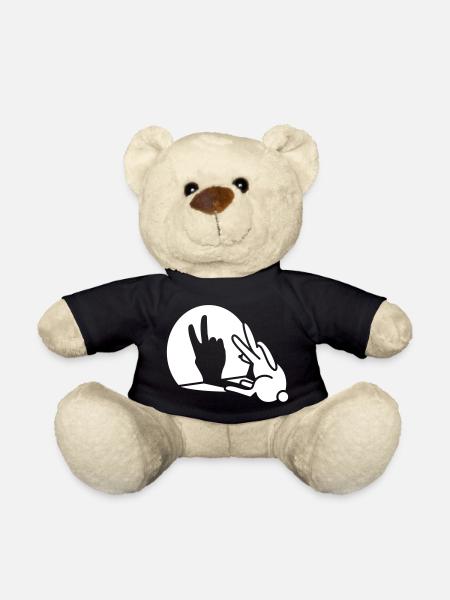 Drôle lapin lièvre ombre main victoire paix signe v - Nounours - noir