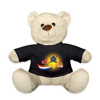 Windmill with tulips, clogs and Dutch cheese - Teddy Bear - black - Front