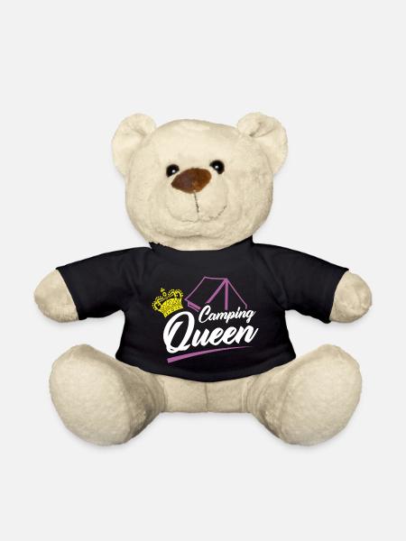 Camping queen saying with crown tent - Teddy Bear - black