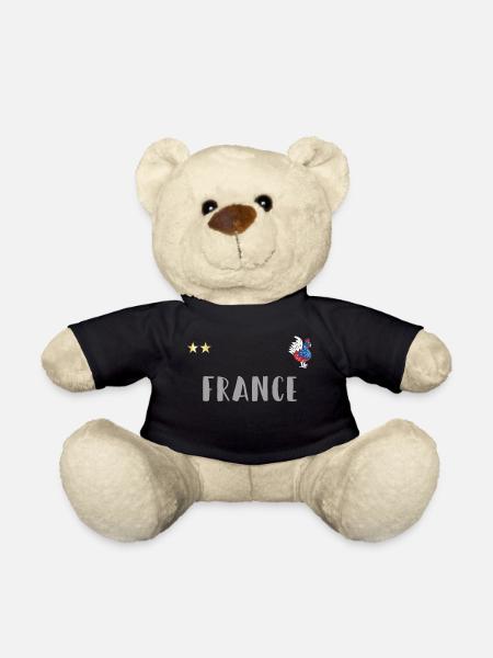 Frankreich Fußball Trikot mit Gallischem Hahn - Teddy - Schwarz