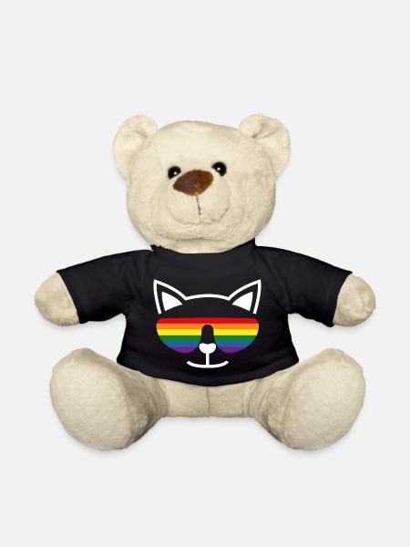 Cute cat rainbow sunglasses motif - Teddy Bear - black