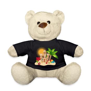 A sand castle on the beach awakens holiday feelings - Teddy Bear - black - Front