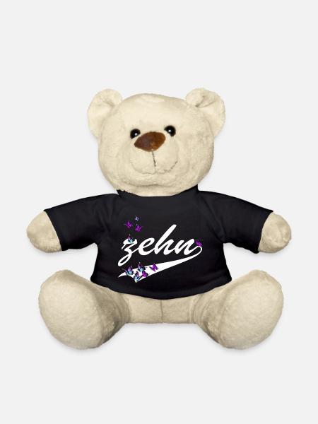 zehn 10. Geburtstag Schmetterlinge 10 Jahre - Teddy - Schwarz