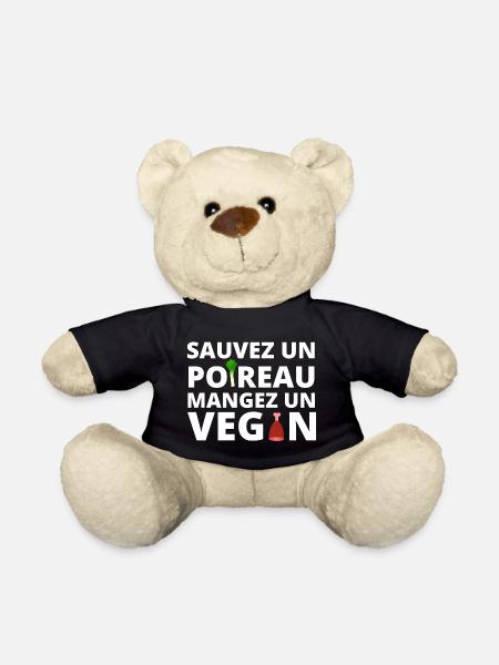 végan, végan humour, végétarien - Nounours - noir