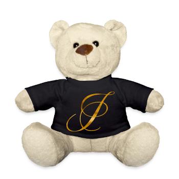 Golden letter I in vintage design - Teddy Bear - black - Front