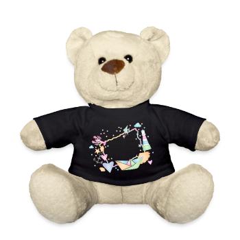 maritimer Rahmen aus bunten Muscheln und Symbole - Teddy - Schwarz - Vorne