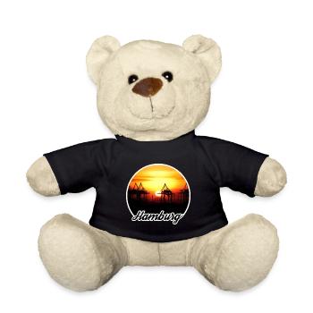 Hamburg Hafen Sonnenuntergang - Teddy - Schwarz - Vorne
