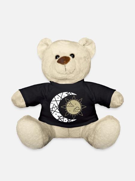 Geometrische Sonne und Mond in Harmonie - Teddy - Schwarz