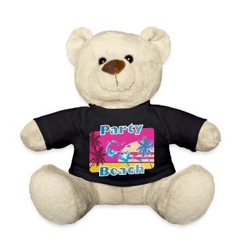 Cooles Party Shirt Sommer Strand Urlaub Geschenk - Teddy - Schwarz - Vorne