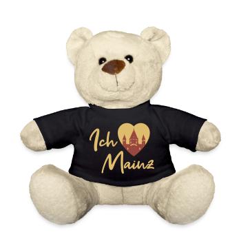 Ich liebe Mainz - Schriftzug - Teddy - Schwarz - Vorne