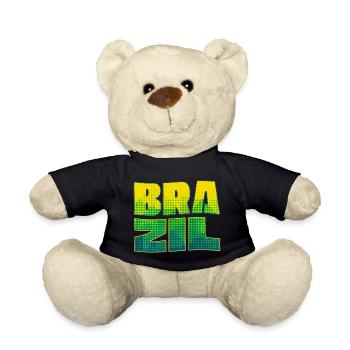 Brazil Schriftzug in Nationalfarben - Teddy - Schwarz - Vorne