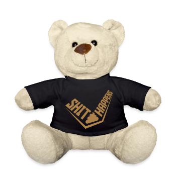 Joke Shit happens motto - Teddy Bear - black - Front
